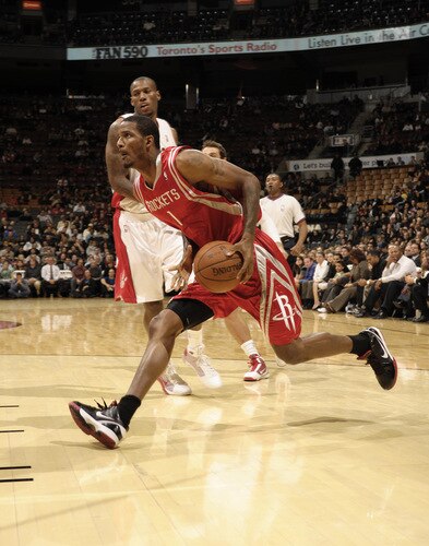 TORONTO - OCTOBER 15:  Trevor Ariza #1 of the Houston Rockets looks to take off towards the rim during a game against the Toronto Raptors on October 15, 2009 at the Air Canada Centre in Toronto, Ontario, Canada.  <br /><br /><span class="help">(Photo by Ron Turenne/NBAE via Getty Images)</span>
