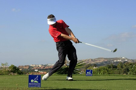 MARBELLA, SPAIN - OCTOBER 16:  Des Smyth of Ireland plays his tee shot during the first round of the Benahavis Senior Masters at La Quinta Golf & Country Club on October 16, 2009 in Marbella, Spain.  <br /><br /><span class="help">(Photo by Phil Inglis/Getty Images)</span>