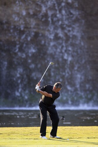 MARBELLA, SPAIN - OCTOBER 16:  Victor Garcia of Spain plays his tee shot during the first round of the Benahavis Senior Masters at La Quinta Golf & Country Club on October 16, 2009 in Marbella, Spain.  <br /><br /><span class="help">(Photo by Phil Inglis/Getty Images)</span>
