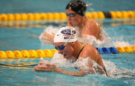 DURBAN, SOUTH AFRICA - OCTOBER 16:  Whitney Myers of the USA in action during the heats session on Day 1 of the FINA / Arena Swimming World Cup from the Kings Park Aquatic Center on October 16, 2009 in Durban, South Africa. <br /><br /><span class="help">(Photo by Anesh Debiky/Swim SA /Gallo Images/Getty Images)</span>