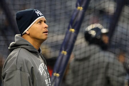 NEW YORK, NY - OCTOBER 16:  Alex Rodriguez #13 of the New York Yankees looks on during warm ups before the game against of the Los Angeles Angels of Anaheim in Game One of the ALCS during the 2009 MLB Playoffs at Yankee Stadium on October 16, 2009 in New York, New York.  <br /><br /><span class="help">(Photo by Nick Laham/Getty Images)</span>