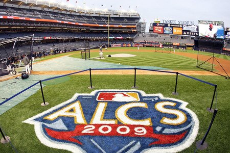 NEW YORK, NY - OCTOBER 16:  A general view of the field is seen before Game One of the ALCS between the New York Yankees and the Los Angeles Angels of Anaheim during the 2009 MLB Playoffs at Yankee Stadium on October 16, 2009 in New York, New York.  <br /><br /><span class="help">(Photo by Nick Laham/Getty Images)</span>