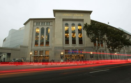 NEW YORK, NY - OCTOBER 16:  A general view of the exterior of Yankee Stadium seen prior to the start of Game One of the ALCS between the New York Yankees and the Los Angeles Angels of Anaheim during the 2009 MLB Playoffs at Yankee Stadium on October 16, 2009 in New York, New York.  <br /><br /><span class="help">(Photo by Al Bello/Getty Images)</span>