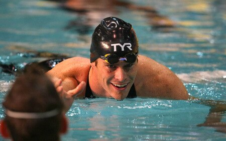 DURBAN, SOUTH AFRICA - OCTOBER 16:  Peter Marshall of the USA smiles after a World Cup record in the backstroke event during the finals session on Day 1 of the  FINA / Arena Swimming World Cup from the Kings Park Aquatic Center on October 16, 2009 in Durban, South Africa. <br /><br /><span class="help">(Photo by Anesh Debiky/Swim SA/Gallo Images)</span>