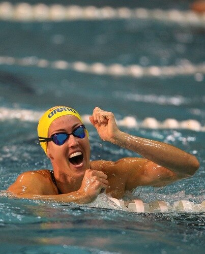 DURBAN, SOUTH AFRICA - OCTOBER 17:   Therese Alshammar of Sweden breaks another world record during the finals  session on Day 2 of the  FINA / Arena Swimming World Cup from the Kings Park Aquatic Center on October 16, 2009 in Durban, South Africa.  <br /><br /><span class="help">(Photo by Anesh Debiky / Swim SA /Gallo Images/GettyImages)</span>