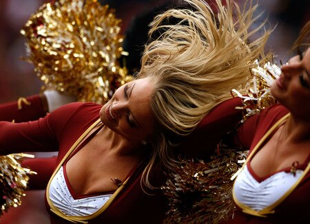 LANDOVER, MD - OCTOBER 18:  Washington Redskins cheerleaders perform during a game against the Kansas City Chiefs October 18, 2009 at FedEx Field in Landover, Maryland.The Chiefs won the game 14-6.  <br /><br /><span class="help">(Photo by Win McNamee/Getty Images)</span>