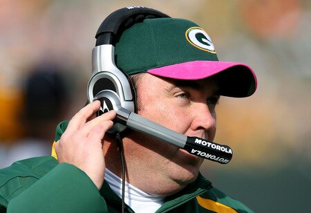 GREEN BAY, WI - OCTOBER 18:  Head coach Mike McCarthy of the Green Bay Packers watches as his team takes on the Detroit Lions at Lambeau Field on October 18, 2009 in Green Bay, Wisconsin. The Packers defeated the Lions 26-0. <br /><br /><span class="help">(Photo by Jonathan Daniel/Getty Images)</span>
