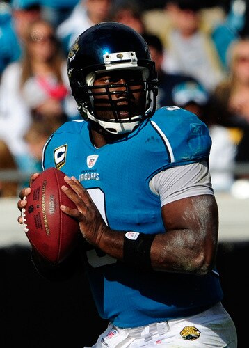 JACKSONVILLE, FL - OCTOBER 18: David Garrard #9 of the Jacksonville Jaguars attempts a pass against the St. Louis Rams at the Jacksonville Municipal Stadium on October 18, 2009 in Jacksonville, Florida. <br /><br /><span class="help">(Photo by Sam Greenwood/Getty Images)</span>