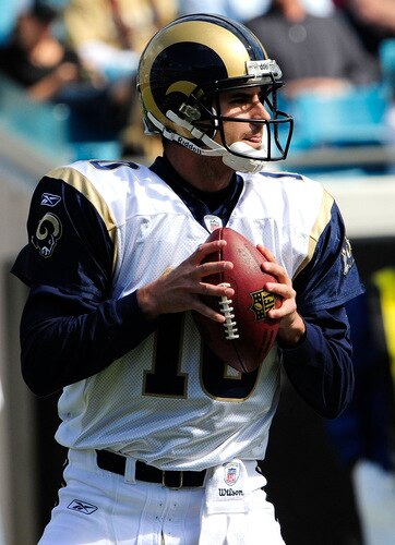 JACKSONVILLE, FL - OCTOBER 18:  Marc Bulger #10 of the St. Louis Rams attempts a pass during the game against the Jacksonville Jaguars at Jacksonville Municipal Stadium on October 18, 2009 in Jacksonville, Florida.  <br /><br /><span class="help">(Photo by Sam Greenwood/Getty Images)</span>