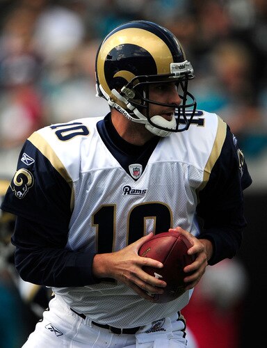 JACKSONVILLE, FL - OCTOBER 18: Marc Bulger #10 of the St. Louis Rams attempts a pass against the Jacksonville Jaguars at the Jacksonville Municipal Stadium on October 18, 2009 in Jacksonville, Florida. <br /><br /><span class="help">(Photo by Sam Greenwood/Getty Images)</span>