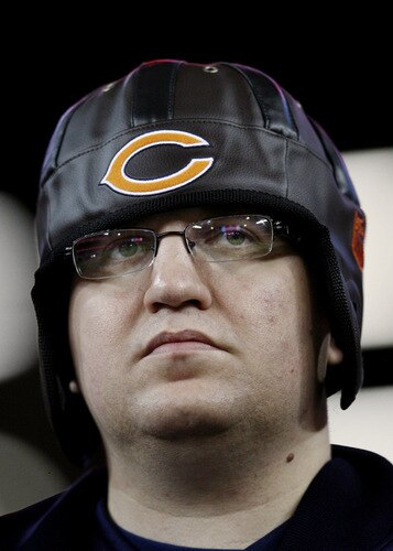 ATLANTA - OCTOBER 18:  A fan of the Chicago Bears watches his team warm up before the game against the Atlanta Falcons at the Georgia Dome on October 18, 2009 in Atlanta, Georgia. <br /><br /><span class="help">(Photo by Kevin C. Cox/Getty Images)</span>