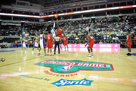 MONTERREY, MEXICO - OCTOBER 18: Samuel Dalembert #1 of the Philadelphia 76ers goes for a jumpball against Amar'e Stoudemire #1 of the Phoenix Suns during the game on October 18, 2009 at the Arena Monterrey in Monterrey, Mexico.  <br /><br /><span class="help">(Photo by Jesse D. Garrabrant/NBAE via Getty Images)</span>