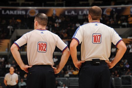 LOS ANGELES - OCTOBER 18:  Officials look on during a game between the Utah Jazz and the Charlotte Bobcats at Staples Center on October 18, 2009 in Los Angeles, California. <br /><br /><span class="help">(Photo by Noah Graham/NBAE via Getty Images)</span>