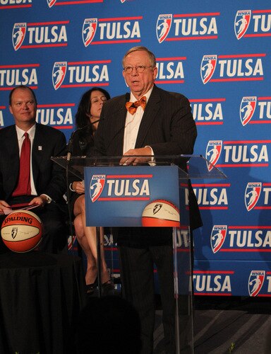 TULSA, OK - OCTOBER 20:    Steve Turnbo opens the WNBA Press Conference at the Mayo Hotel on October 20, 2009 in Tulsa, Oklahoma.   <br /><br /><span class="help">(Photo by Rich Crimi/NBAE via Getty Images)</span>