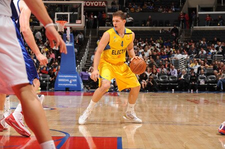 LOS ANGELES - OCTOBER 20:  Gal Mekel #4 of Maccabi Electra Tel Aviv handles the ball during a game against the Los Angeles Clippers at Staples Center on October 20, 2009 in Los Angeles, California. <br /><br /><span class="help">(Photo by Andrew D. Bernstein/NBAE via Getty Images)</span>
