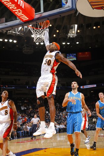 OAKLAND, CA - OCTOBER 22: Corey Maggette #50 of the Golden State Warriors dunks one home against the New Orleans Hornets during a game on October 22, 2009 at Oracle Arena in Oakland, California. <br /><br /><span class="help">(Photo by Rocky Widner/NBAE via Getty Images)</span>