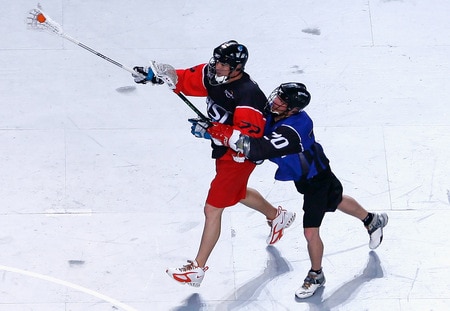MELBOURNE, AUSTRALIA - OCTOBER 23: Gary Gait playing for East shoots for goal during the National Lacrosse League All Star Series at Hisense Arena on October 23, 2009 in Melbourne, Australia.  <br /><br /><span class="help">(Photo by Quinn Rooney/Getty Images)</span>