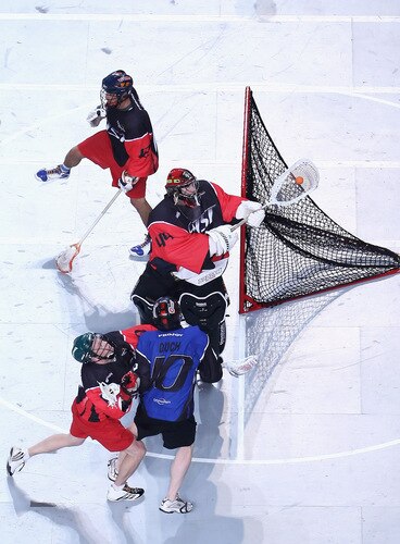 MELBOURNE, AUSTRALIA - OCTOBER 23:  Anthony Cosmo playing for East defends the goals during the National Lacrosse League All Star Series at Hisense Arena on October 23, 2009 in Melbourne, Australia.  <br /><br /><span class="help">(Photo by Quinn Rooney/Getty Images)</span>
