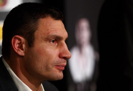 BERN, SWITZERLAND - OCTOBER 23:  Vitali Klitschko looks on during a press conference at the Post Finance Arena on October 23, 2009 in Bern, Switzerland. The WBC Heavyweight Championship fight between Vitali Klitschko of Ukraine and Kevin Johnson of the United States will take place at the Finance Arena on December 12, 2009 in Bern, Switzerland.  <br /><br /><span class="help">(Photo by Miguel Villagran/Bongarts/Getty Images)</span>