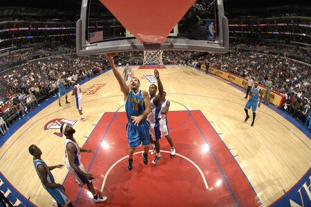 LOS ANGELES - OCTOBER 23: Peja Stojakovic #16 of the New Orleans Hornets puts up a shot against Kareem Rush #21 of the Los Angeles Clippers at Staples Center on October 23, 2009 in Los Angeles, California. <br /><br /><span class="help">(Photo by Noah Graham/NBAE via Getty Images)</span>