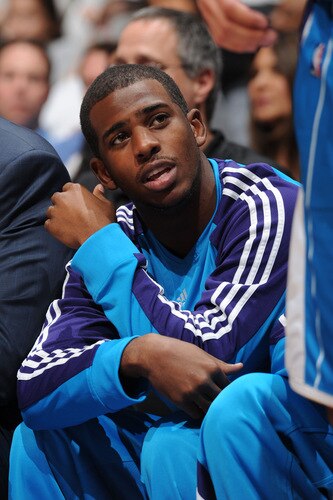 LOS ANGELES - OCTOBER 23: Chris Paul #3 of the New Orleans Hornets sits on the bench during a game against the Los Angeles Clippers at Staples Center on October 23, 2009 in Los Angeles, California. <br /><br /><span class="help">(Photo by Noah Graham/NBAE via Getty Images)</span>