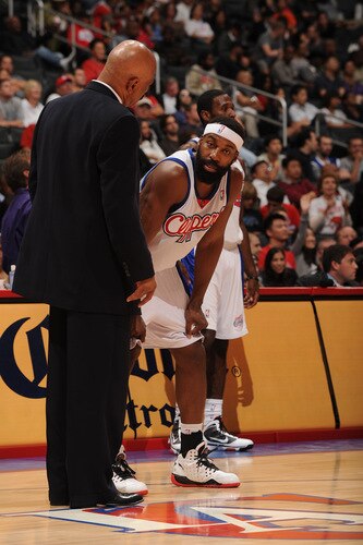 LOS ANGELES - OCTOBER 23:  Baron Davis #1 of the Los Angeles Clippers speaks with Assistant Coach John Lucas during their game against the New Orleans Hornets at Staples Center on October 23, 2009 in Los Angeles, California. <br /><br /><span class="help">(Photo by Noah Graham/NBAE via Getty Images)</span>