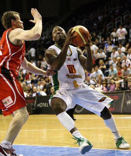 WOLLONGONG, AUSTRALIA - OCTOBER 24:  Corey Williams of Townsville drives to the basket during the round five NBL match between the Wollongong Hawks and the Townsville Crocodiles at Wollongong Entertainment Centre on October 24, 2009 in Wollongong, Australia.  <br /><br /><span class="help">(Photo by Mark Nolan/Getty Images)</span>