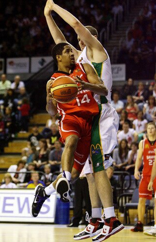 WOLLONGONG, AUSTRALIA - OCTOBER 24:  Twain McKee of the Hawks drives to the basket during the round five NBL match between the Wollongong Hawks and the Townsville Crocodiles at Wollongong Entertainment Centre on October 24, 2009 in Wollongong, Australia.  <br /><br /><span class="help">(Photo by Mark Nolan/Getty Images)</span>