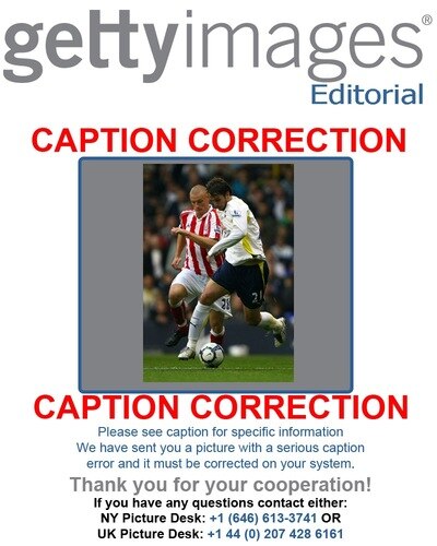 ATTENTION EDITORS: THE TOTTENHAM PLAYER IN THIS IMAGE WAS ORIGINALLY ISSUED INCORRECTLY. WE APOLOGISE FOR ANY INCONVENIENCE. CAPTION SHOULD READ AS FOLLOWSLONDON, ENGLAND - OCTOBER 24:  Niko Kranjcar of Tottenham Hotspur is challenged by Andy Wilkinson of Stoke City during the Barclays Premier League match between Tottenham Hotspur and Stoke City at White Hart Lane on October 24, 2009 in London, England.  <br /><br /><span class="help">(Photo by Clive Rose/Getty Images)</span>