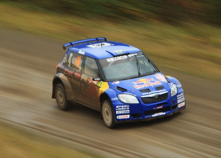 RESOLVEN, WALES - OCTOBER 24:  Patrik Sandell of Sweden and the Red Bull Rallye Team in action during stage 10 of the Wales Rally GB 2009 at Rhondda on October 24, 2009 in Resolven, Wales.  <br /><br /><span class="help">(Photo by Bryn Lennon/Getty Images)</span>