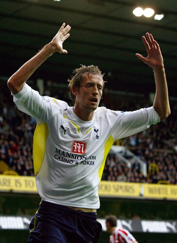 LONDON, ENGLAND - OCTOBER 24:  Peter Crouch of Tottenham Hotspur reacts after coming close to scoring during the Barclays Premier League match between Tottenham Hotspur and Stoke City at White Hart Lane on October 24, 2009 in London, England.  <br /><br /><span class="help">(Photo by Clive Rose/Getty Images)</span>