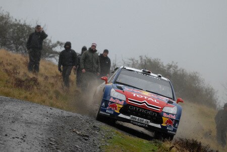 CARDIFF, WALES - OCTOBER 24: Sebastien Loeb of France and Daniel Elena of Monaco compete in their Citroen C 4 Total during Leg 2 of the WRC Wales Rally GB on on October 24 2009 in Cardiff, Wales. <br /><br /><span class="help">(Photo by Massimo Bettiol/Getty Images)</span>
