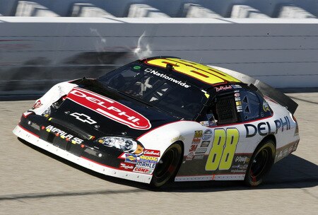 MEMPHIS, TN - OCTOBER 24:  Brad Keselowski, driver of the #88 Delphi Chevrolet leads the pack during the NASCAR Nationwide series Kroger 'On Track For Cure' 250 race at the Memphis Motorsports Park on October 24, 2009 in Memphis, Tennessee.  <br /><br /><span class="help">(Photo by John Sommers II/Getty Images)</span>