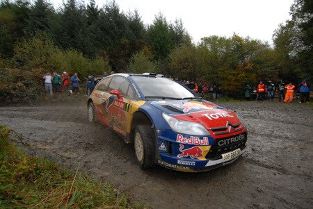 CARDIFF, WALES - OCTOBER 24: Sebastien Loeb of France and Daniel Elena of Monaco compete in their Citroen C 4 Total during Leg 2 of the WRC Wales Rally GB on on October 24 2009 in Cardiff, Wales. <br /><br /><span class="help">(Photo by Massimo Bettiol/Getty Images)</span>