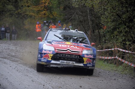 CARDIFF, WALES - OCTOBER 24: Sebastien Loeb of France and Daniel Elena of Monaco compete in their Citroen C 4 Total during Leg 2 of the WRC Wales Rally GB on on October 24 2009 in Cardiff, Wales. <br /><br /><span class="help">(Photo by Massimo Bettiol/Getty Images)</span>