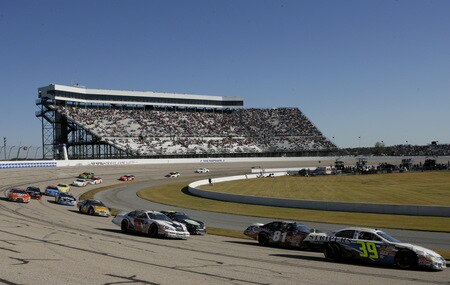 MEMPHIS, TN - OCTOBER 24:   Cars make their way into the second turn during the NASCAR Nationwide series Kroger 'On Track For  Cure' 250 race at the Memphis Motorsports Park on October 24, 2009 in Memphis, Tennessee.  <br /><br /><span class="help">(Photo by John Sommers II/Getty Images)</span>