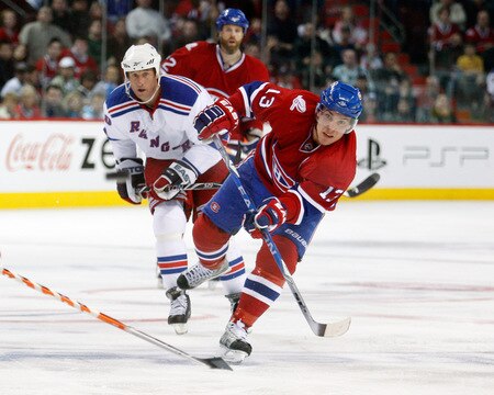 MONTREAL- OCTOBER 24: Mike Cammalleri #13 of the Montreal Canadiens shoots the puck during the NHL game against the New York Rangers on October 24, 2009 at the Bell Centre in Montreal, Quebec, Canada. <br /><br /><span class="help">(Photo by Richard Wolowicz/Getty Images)</span>