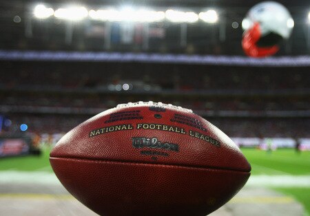LONDON, ENGLAND - OCTOBER 25:  The match ball is seen prior to the NFL International Series match between New England Patriots and Tampa Bay Buccaneers at Wembley Stadium on October 25, 2009 in London, England. This is the third occasion where a regular season NFL match has been played in London.  <br /><br /><span class="help">(Photo by Julian Finney/Getty Images)</span>