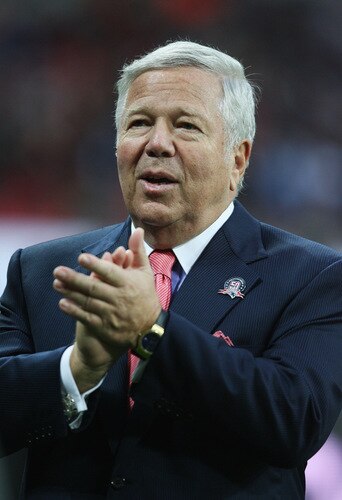 LONDON, ENGLAND - OCTOBER 25: Robert Kraft team owner of the New England Patriots during the NFL International Series match between New England Patriots and Tampa Bay Buccaneers at Wembley Stadium on October 25, 2009 in London, England. This is the third occasion where a regular season NFL match has been played in London.  <br /><br /><span class="help">(Photo by Elsa/Getty Images)</span>