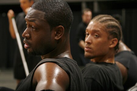 MIAMI - OCTOBER 25: Dwyane Wade #3 and Michael Beasley #30 of the Miami Heat participates in the 2009 Miami Heat Open Practice on October 25, 2009 at the America Airlines Arena in Miami, Florida. <br /><br /><span class="help">(Photo by Issac Baldizon/NBAE via Getty Images)</span>