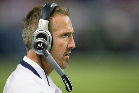 ST. LOUIS, MO - OCTOBER 25: Head coach Steve Spagnuolo of the St. Louis Rams looks on from the sideline against the Indianapolis Colts at the Edward Jones Dome on October 25, 2009 in St. Louis, Missouri.  The Colts beat the Rams 42-6.  <br /><br /><span class="help">(Photo by Dilip Vishwanat/Getty Images)</span>