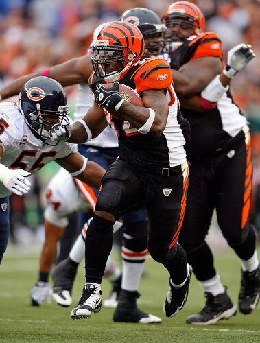 CINCINNATI - OCTOBER 25:  Cedric Benson #32 of the Cincinnati Bengals runs with the ball  during the NFL game against the Chicago Bears at Paul Brown Stadium on October 25, 2009 in Cincinnati, Ohio.  The Bengals won 45-10.  <br /><br /><span class="help">(Photo by Andy Lyons/Getty Images)</span>