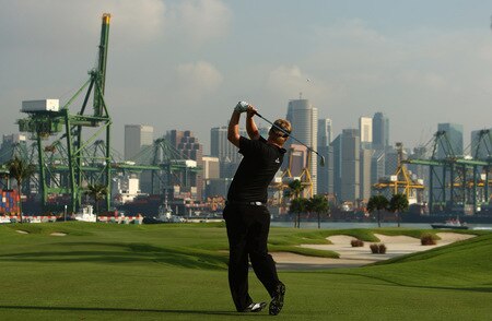 SINGAPORE - OCTOBER 27:  Ross McGowan of England in action during the practice round of the Barclays Singapore Open at Sentosa Golf Club on October 27, 2009 in Singapore.  <br /><br /><span class="help">(Photo by Ian Walton/Getty Images)</span>