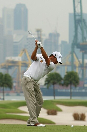 SINGAPORE - OCTOBER 27:  Pablo Larrazabal of Spain plays his 2nd shot on the 5th green during the practice round of the Barclays Singapore Open at Sentosa Golf Club on October 27, 2009 in Singapore, Singapore.  <br /><br /><span class="help">(Photo by Ian Walton/Getty Images)</span>
