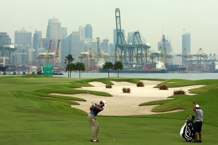 SINGAPORE - OCTOBER 27:  Anton Haig of South Africa plays his 2nd shot on the 5th green during the practice round of the Barclays Singapore Open at Sentosa Golf Club on October 27, 2009 in Singapore, Singapore.  <br /><br /><span class="help">(Photo by Ian Walton/Getty Images)</span>