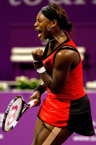 DOHA, QATAR - OCTOBER 27:  Serena Williams of the United States celebrates match point against Svetlana Kuznetsova of Russia in game one of round robin play during the Sony Ericsson WTA Championships at the Khalifa International Tennis and Squash Complex on October 27, 2009 in Doha, Qatar.  <br /><br /><span class="help">(Photo by Matthew Stockman/Getty Images)</span>