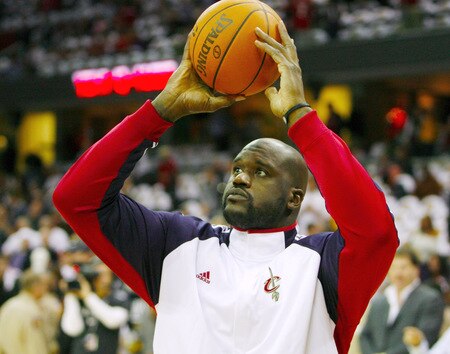 CLEVELAND - OCTOBER 27:  Shaquille O'Neal #33 of the Cleveland Cavaliers warms up prior to the season opener against the Boston Celtics at Quicken Loans Arena on October 27, 2009 in Cleveland, Ohio.  <br /><br /><span class="help">(Photo by Gregory Shamus/Getty Images)</span>