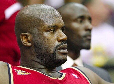 CLEVELAND - OCTOBER 27:  Shaquille O'Neal #33 of the Cleveland Cavaliers rests on the bench during the season opener against the Boston Celtics at Quicken Loans Arena on October 27, 2009 in Cleveland, Ohio.  <br /><br /><span class="help">(Photo by Gregory Shamus/Getty Images)</span>