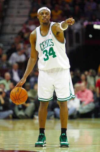CLEVELAND - OCTOBER 27:  Paul Pierce #34 of the Boston Celtics moves the ball to the basket during the season opener against the Cleveland Cavaliers at Quicken Loans Arena on October 27, 2009 in Cleveland, Ohio.  <br /><br /><span class="help">(Photo by Gregory Shamus/Getty Images)</span>