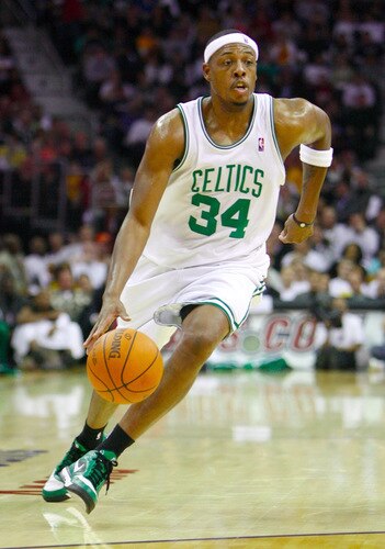 CLEVELAND - OCTOBER 27:  Paul Pierce #34 of the Boston Celtics drives the ball to the basket during the season opener against the Cleveland Cavaliers at Quicken Loans Arena on October 27, 2009 in Cleveland, Ohio.  <br /><br /><span class="help">(Photo by Gregory Shamus/Getty Images)</span>